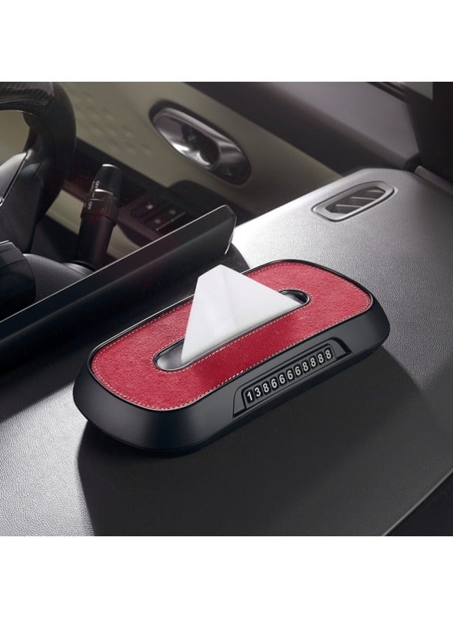 Car Sun Visor Tissue Holder,Temporary Stop Sign Parking Card Backseat Tissue Case Holder Paper Tissue Dispenser Armrest Storage Box Interior Accessories for Women Men - Image 1