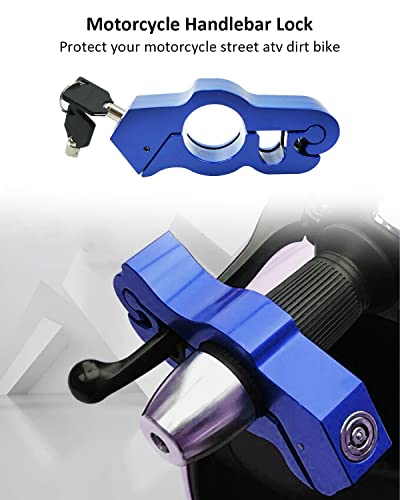 Nahntaipy Lock Motorcycle, Heavy Duty Anti Theft Adjustable Bike Handlebar Lock with 2 Keys Protect Your Motorcycle Street ATV, Blue - Image 2