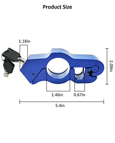 Nahntaipy Lock Motorcycle, Heavy Duty Anti Theft Adjustable Bike Handlebar Lock with 2 Keys Protect Your Motorcycle Street ATV, Blue - Image 5
