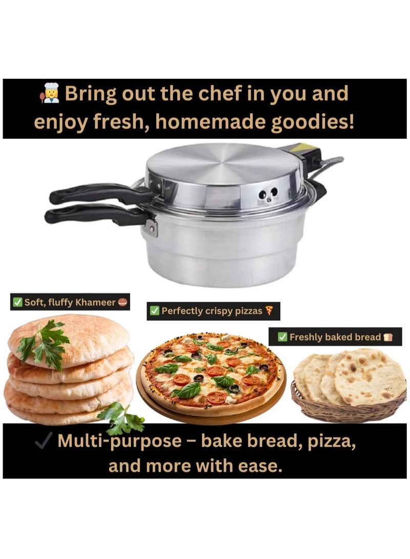 SONEX Aluminum Mini Electric Oven - Bread, Pizza, Khameer, and Lebanese Flatbread Maker | Multi-Purpose Hot Arabic Khameer Bread Machine" 28CM  - Image 4