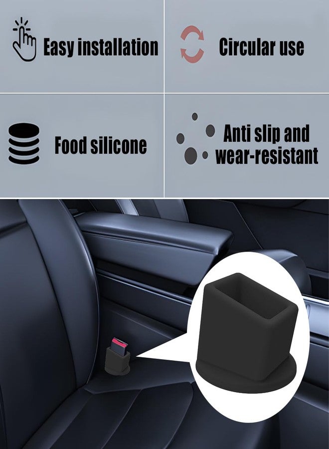 HZEL Car Seat Belt Buckle Holder, 2PCS Silicone Easy Access Vehicle Seatbelt Booster, Automotive Safetybelt Fixer Accessories to Make Buckling Upright Positioning, Universal for Most Cars (Black) - Image 5