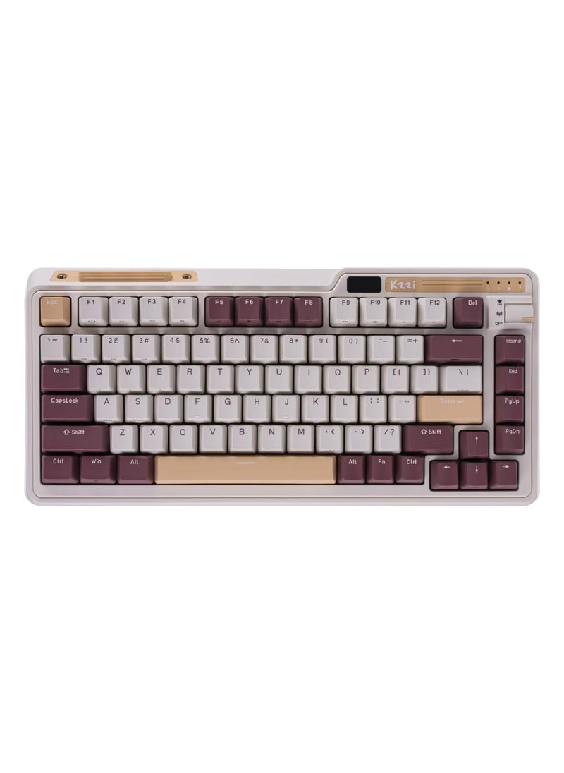 Kzzi - K75 PRO Mousse Cake RGB 75% Wireless Gasket Tri-Mode Connectable Mechanical Keyboard, 82 Keys Hot Swappable Gaming Keyboard with Knob and Power Display, Custom Tactile Switches - Image 1