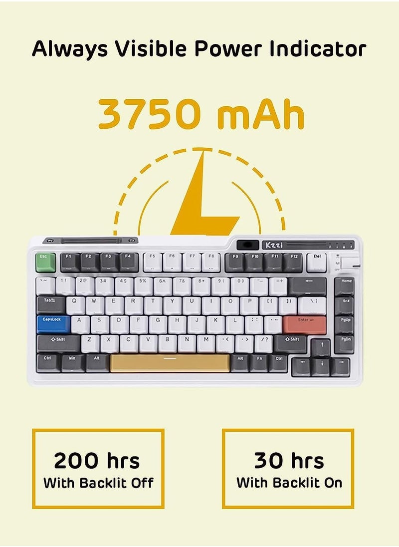 Kzzi - K75 PRO Mousse Cake RGB 75% Wireless Gasket Tri-Mode Connectable Mechanical Keyboard, 82 Keys Hot Swappable Gaming Keyboard with Knob and Power Display, Custom Tactile Switches - Image 1