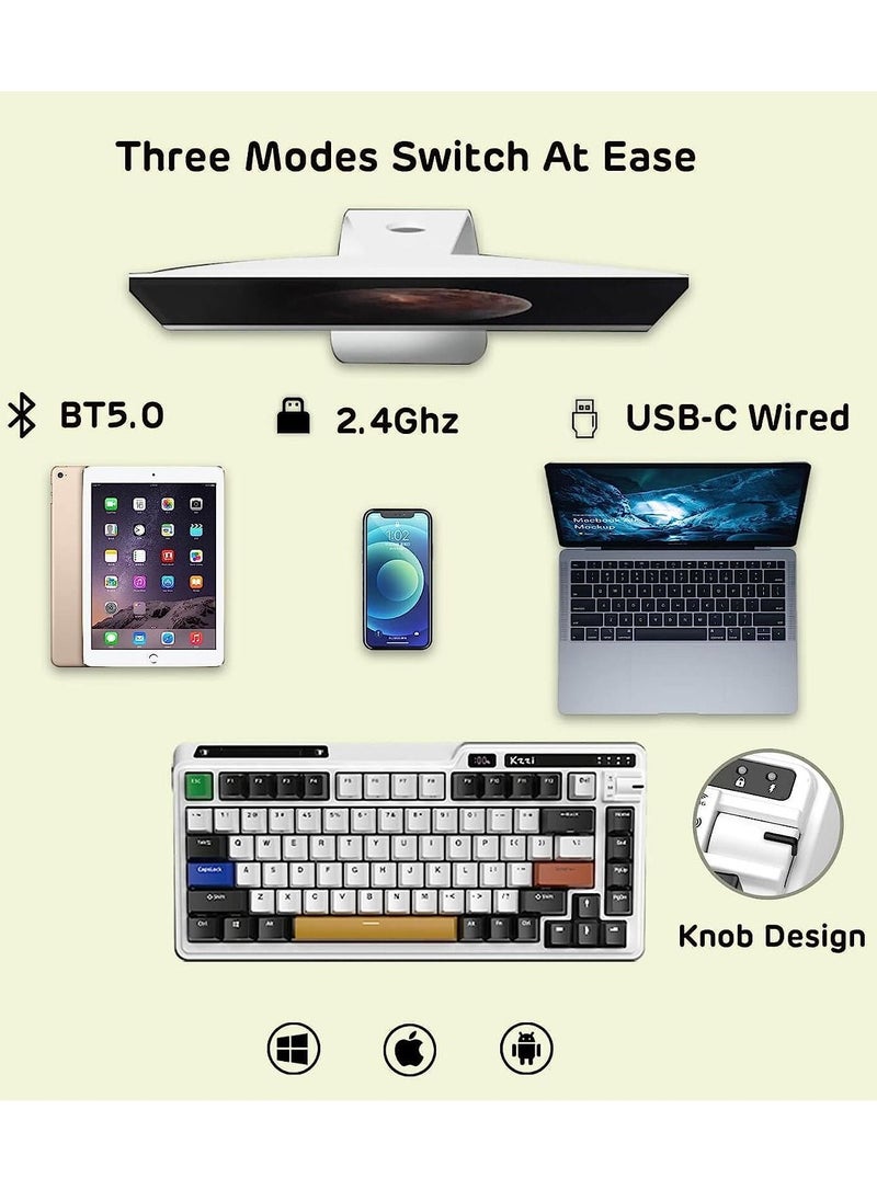 Kzzi - K75 PRO Mousse Cake RGB 75% Wireless Gasket Tri-Mode Connectable Mechanical Keyboard, 82 Keys Hot Swappable Gaming Keyboard with Knob and Power Display, Custom Tactile Switches - Image 1