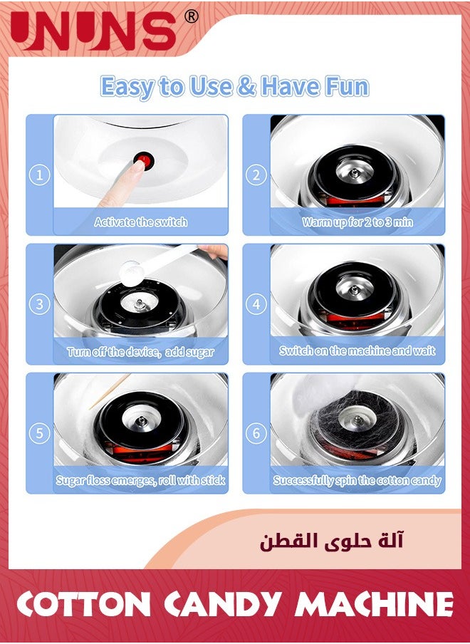 UNUNS آلة صنع حلوى القطن، صانعة حلوى القطن المحمولة، آلة صنع الخطمي DIY مع لوحة كبيرة مقاومة للرذاذ لحفلات عيد الميلاد والعائلة والسينما في المنزل  - Image 5