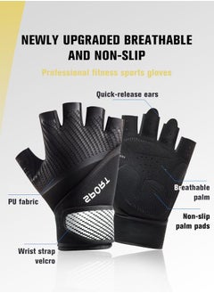 GROIC Cycling Gloves MTB Anti-Slip Shock-Absorbing Bicycle Gloves, Breathable Half Finger Gloves with Extended Wrist Support, for Fitness Cycling Training Outdoor Sports-L  - Image 4