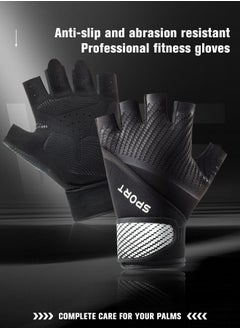 GROIC Cycling Gloves MTB Anti-Slip Shock-Absorbing Bicycle Gloves, Breathable Half Finger Gloves with Extended Wrist Support, for Fitness Cycling Training Outdoor Sports-L  - Image 2