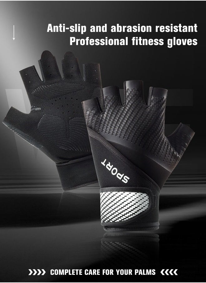 GROIC Cycling Gloves MTB Anti-Slip Shock-Absorbing Bicycle Gloves, Breathable Half Finger Gloves with Extended Wrist Support, for Fitness Cycling Training Outdoor Sports-L  - Image 2