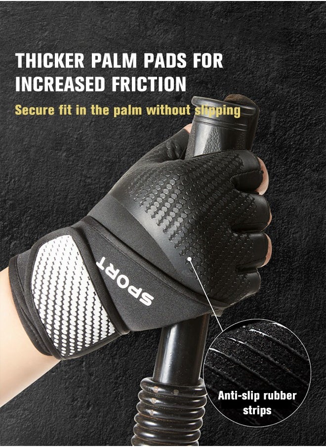 GROIC Cycling Gloves MTB Anti-Slip Shock-Absorbing Bicycle Gloves, Breathable Half Finger Gloves with Extended Wrist Support, for Fitness Cycling Training Outdoor Sports-L  - Image 5