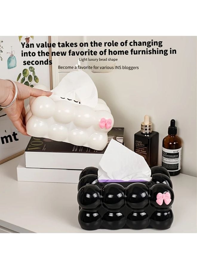 حامل علبة المناديل على شكل سحابة مع رباط - محدث بالكامل - أبيض - ديكور المنزل - Image 2