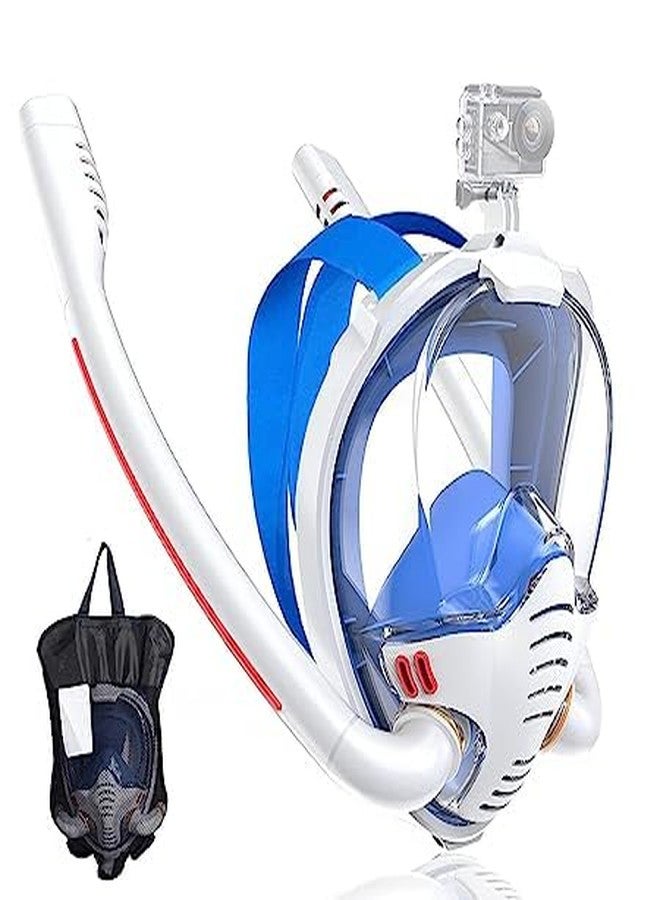 Olpad Adult Men and Women Swimming Mask Double Snorkel Silicone Full Dry Snorkel Mask Full Face Snorkel Mask [Blue - S/M] - Image 3