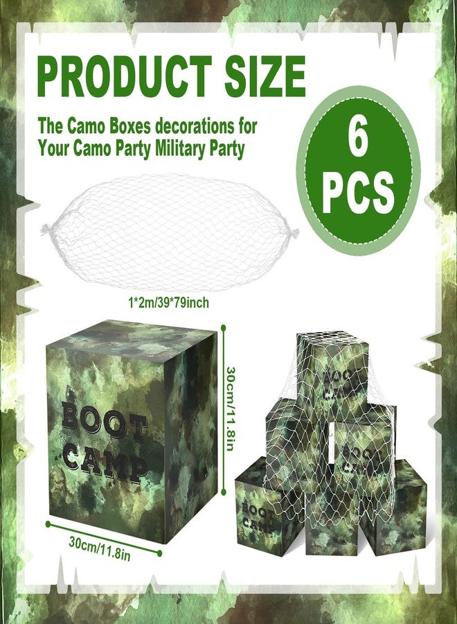 Gaiaring 7 Pcs Camo Boxes Decor Camo Army Birthday Party Decorations Camouflage Photo Booth Props Including Camouflage Boxes and Fishing Net for Military Enthusiasts Jungle Army Party Decorations - Image 2