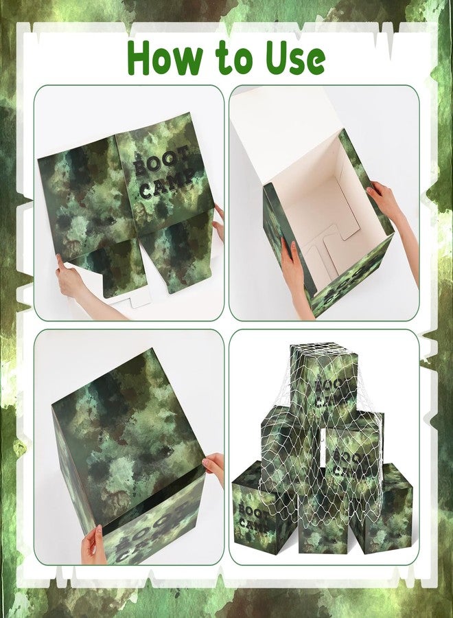 Gaiaring 7 Pcs Camo Boxes Decor Camo Army Birthday Party Decorations Camouflage Photo Booth Props Including Camouflage Boxes and Fishing Net for Military Enthusiasts Jungle Army Party Decorations - Image 3