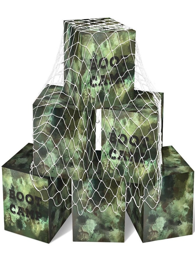 Gaiaring 7 Pcs Camo Boxes Decor Camo Army Birthday Party Decorations Camouflage Photo Booth Props Including Camouflage Boxes and Fishing Net for Military Enthusiasts Jungle Army Party Decorations - Image 1