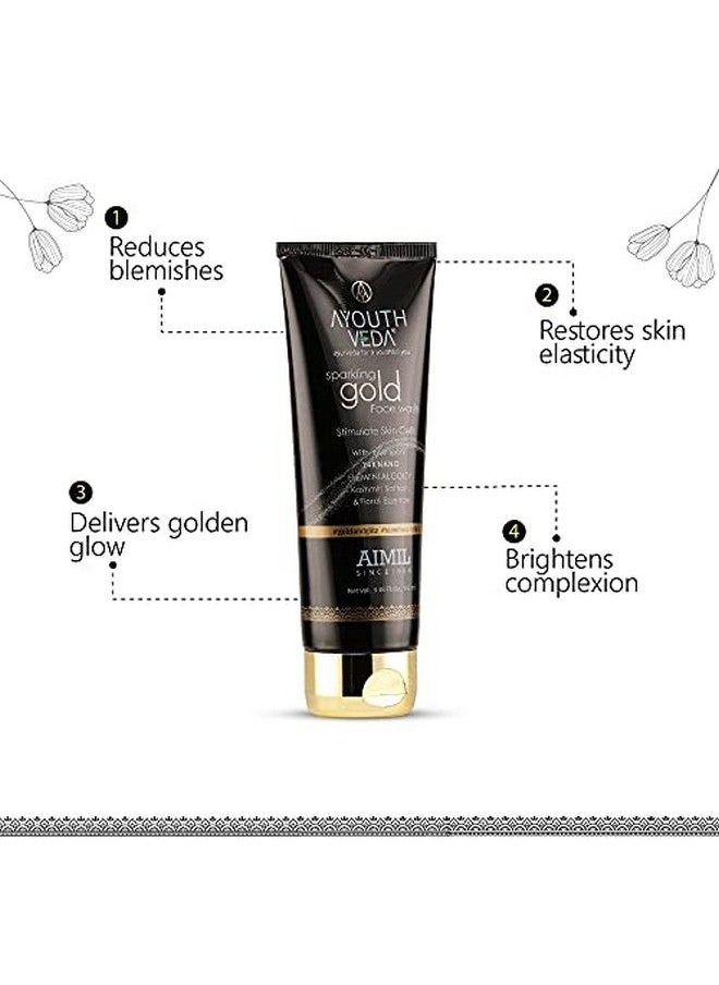 AYOUTHVEDA Sparkling 24K Nano Elemental Gold Face Wash With Kashmiri Saffron Stimulates Skin Cells Golden Glow Brightens Complexion Suitable For All Skin Types (Pack Of 1 100 Ml)  - Image 4