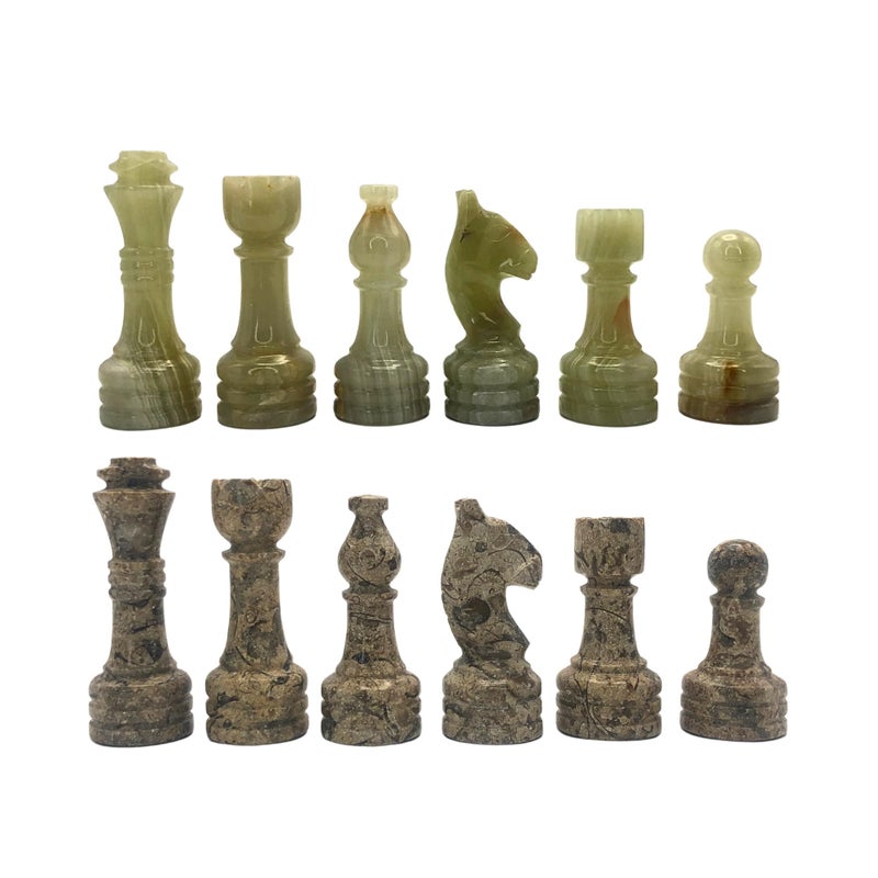 OceanicX Handcrafted Premium Marble Chess Pieces Set Elegant 32Piece Replacement for 1215 Inch Chess Boards Storage Box Coral and Green - Image 3