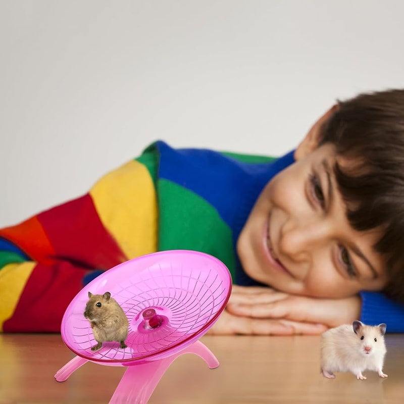 2pcs Silent Hamster Exercise Wheels Flying Saucer Running Toy for Small Animals Blue Pink - Image 5