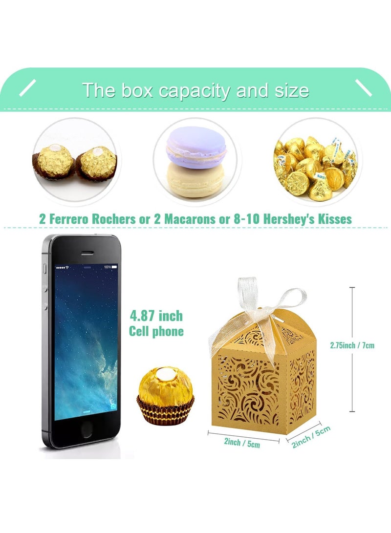 20Pcs Laser Cut Favor Boxes, 2x2x2.75in Small Gift Boxes for Presents, Party Wedding Favors Boxes with Ribbon, Mini Candy Boxes for Event Bridal Shower Anniversary Birthday - Image 2