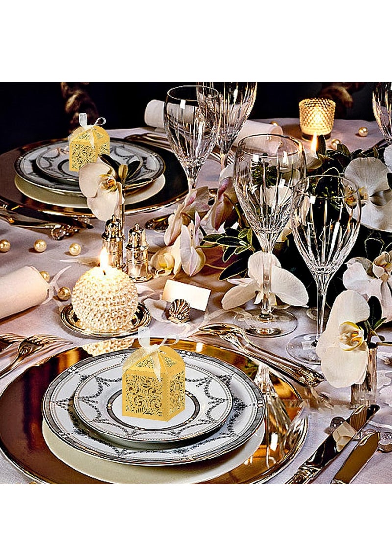 20Pcs Laser Cut Favor Boxes, 2x2x2.75in Small Gift Boxes for Presents, Party Wedding Favors Boxes with Ribbon, Mini Candy Boxes for Event Bridal Shower Anniversary Birthday - Image 3