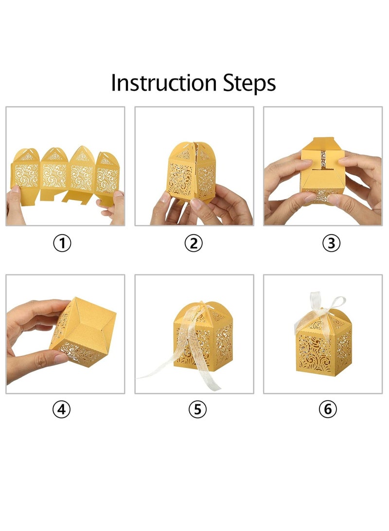 20Pcs Laser Cut Favor Boxes, 2x2x2.75in Small Gift Boxes for Presents, Party Wedding Favors Boxes with Ribbon, Mini Candy Boxes for Event Bridal Shower Anniversary Birthday - Image 4