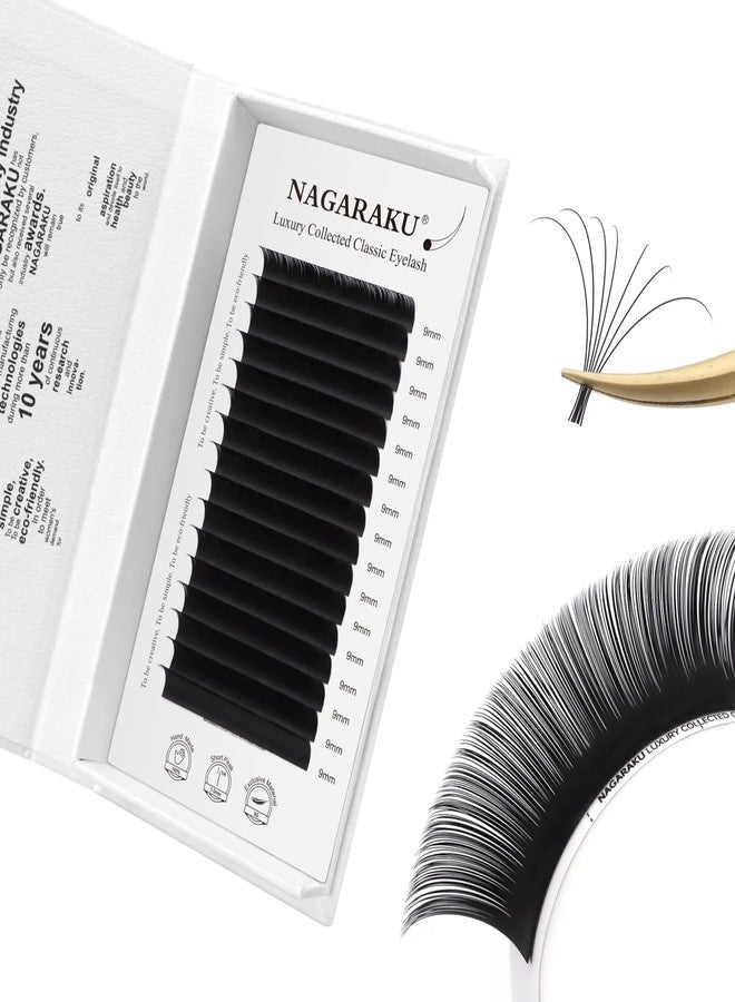 NAGARAKU Individual Eyelash Extensions - from Vettsy, Luxury Collected Classic Single Lashes Upgraded 3rd Generation Soft Natural Beauty Salon Professional Lash Supplies 16 Rows Matte Black 0.10 C-3rd Generation 9mm - Image 1
