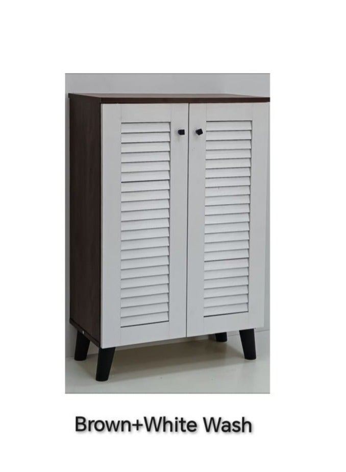 جالاكسي ديزاين خزانة أحذية/رف أحذية خشبي من MDF بتصميم جالاكسي - لون أبيض وبني، موديل GDF-SBF624 (ارتفاع 90 × طول 60 × عرض 33 سم)