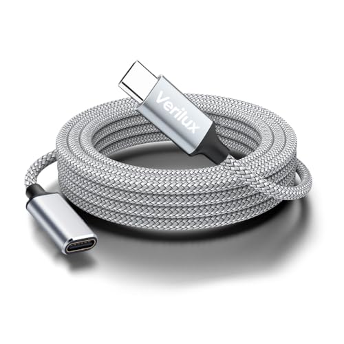 Verilux® PD 100W Type C Extension Cable Fast Charging, 2M/6.6FT USB C Male to Female Extension Cable Support 10Gbps Data Transfer, 4K@60Hz HD Video Output Compatible with iPad Pro, MacBook Pro, Grey - Image 1