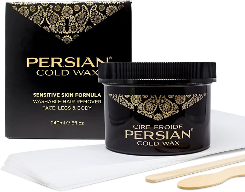 Persian Cold Wax Hair Remover Kit - Sensitive Skin Formula for Face, Legs & Body - 240ml - Image 1