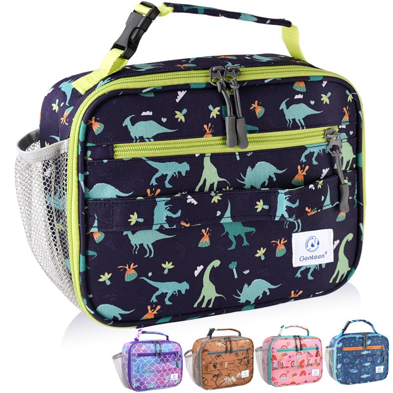 Genteen Lunch Box Kids Prints Insulated Lunch Bag Kids Boys GirlsSoft Bag Mini Cooler Back to School Thermal Meal Tote Kit Lunch Box for SchoolWorkOutdoor Dinosaur