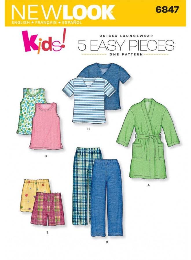 New Look Sewing Pattern 6847 Child Sleepwear, Size A (3-4-5-6-7-8) - Image 1