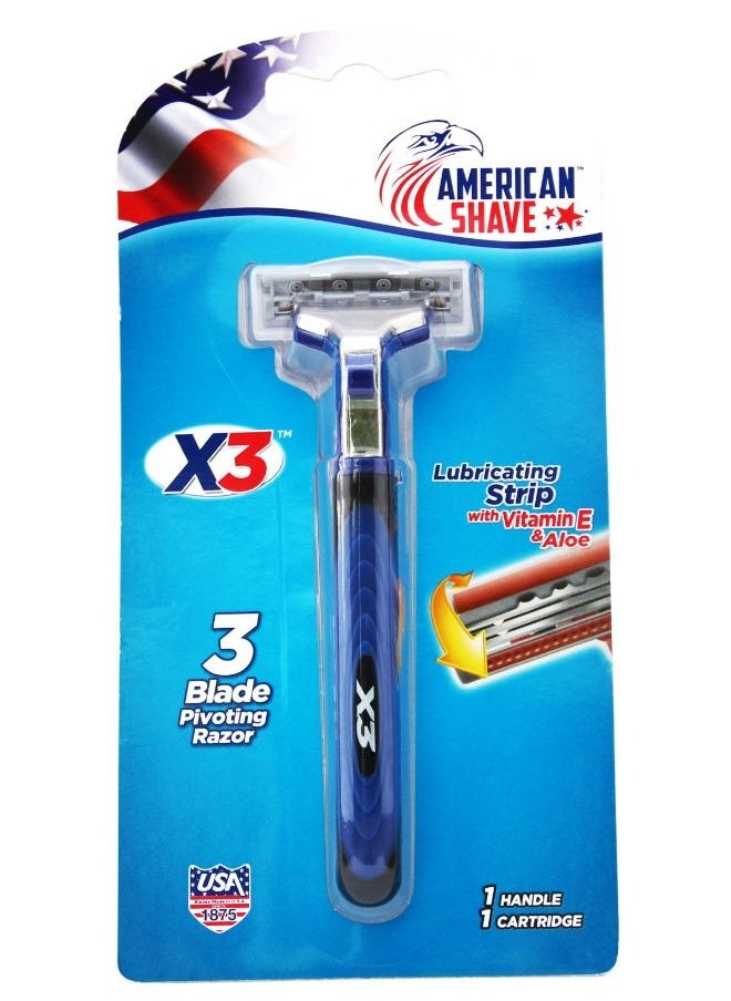 AMERICAN SHAVE - X3 3Blade pivoting razor 1cartridge - Image 1