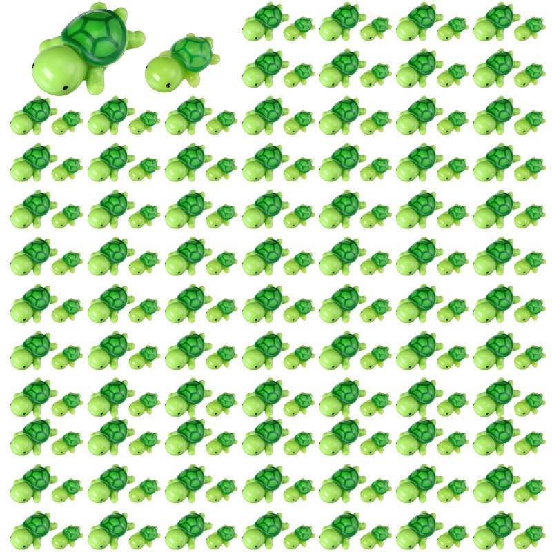 Soaoo 120 Pcs Mini Resin Turtle Figurine Cute Tiny Turtle Statue Mini Sea Creatures Tortoise Miniature Resin Animals for DIY Garden Decoration Cake Home Decor 2 SizesGreen