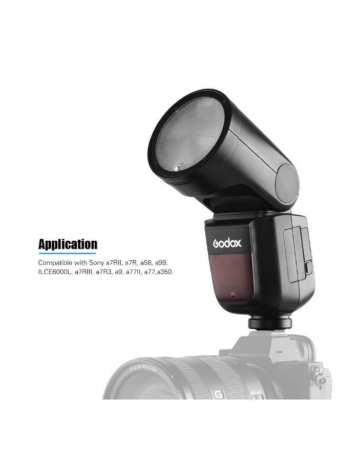 Godox V1-S Round Head Camera Flash for Sony, 2.4G TTL Sony Flash Speedlite, 1/8000 HSS Speedlight for Sony, Rechargeable Li-ion Battery, 480 Full Power Shots, 10 Level LED Modeling Lamp - Image 5