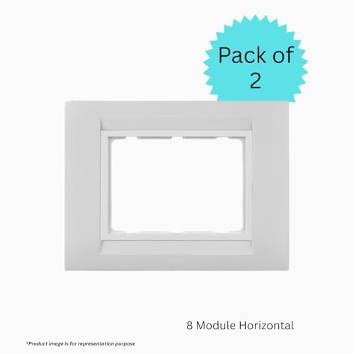 Anchor by Panasonic Roma Classic 8 Module Horizontal Tresa Glossy White Plate for Switch Board (White, 30384WH-PK2) - Image 2