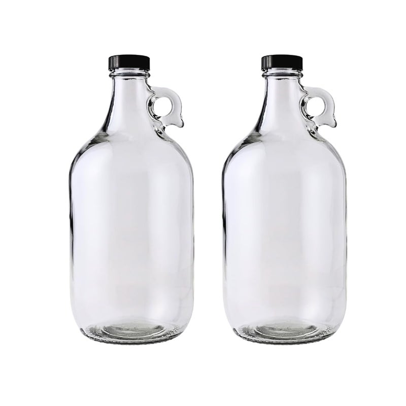 FastRack - 0.5 Gallon Glass Jugs | 2 Pack with Polyseal Caps | Clear Half Gallon Glass Jug Ideal for Beverage Storage, Versatile 1/2 G Jug with Airtight Cap for Fermenting & Storing Liquids - Image 1