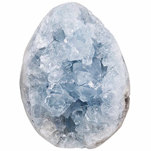 rockcloud Natural Raw Blue Celestite Mineral Healing Crystal Cluster Geode Irregular Home Decoration Gemstone Specimen Large, 2.(Approx 160-220 Gram) - Image 1