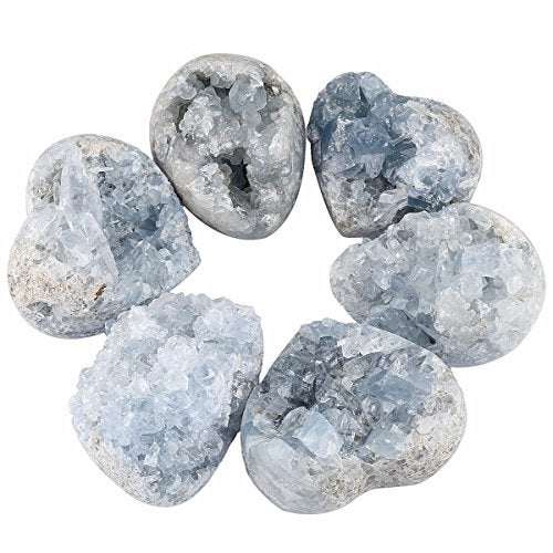 rockcloud Natural Raw Blue Celestite Mineral Healing Crystal Cluster Geode Irregular Home Decoration Gemstone Specimen Large, 2.(Approx 160-220 Gram) - Image 5