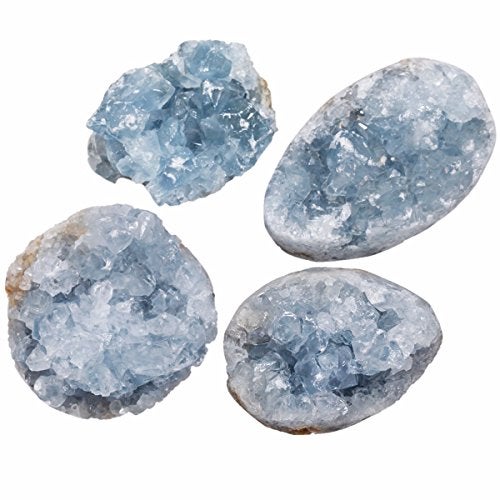 rockcloud Natural Raw Blue Celestite Mineral Healing Crystal Cluster Geode Irregular Home Decoration Gemstone Specimen Large, 2.(Approx 160-220 Gram) - Image 3
