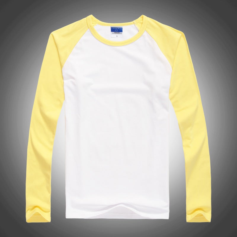 Raglan long sleeve wholesale party class clothes T-shirt custom cotton round neck advertising cultural shirt work clothes printed logo Yellow Raglan 