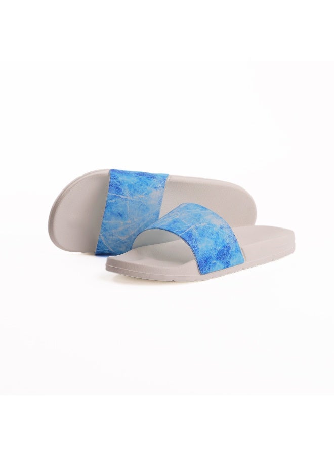 Onda Ice Cold Comfortable, Light Weight & Stylish Slide Slipper for Unisex Kids  White & Baby Blue - Image 1