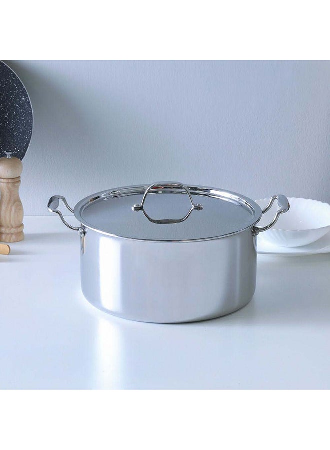 دانوب هوم طنجرة سيلين ستانلس ستيل بغطاء ستانلس ستيل سمك . مم غير لاصقة مع غطاء للمطبخ فضي - Image 1