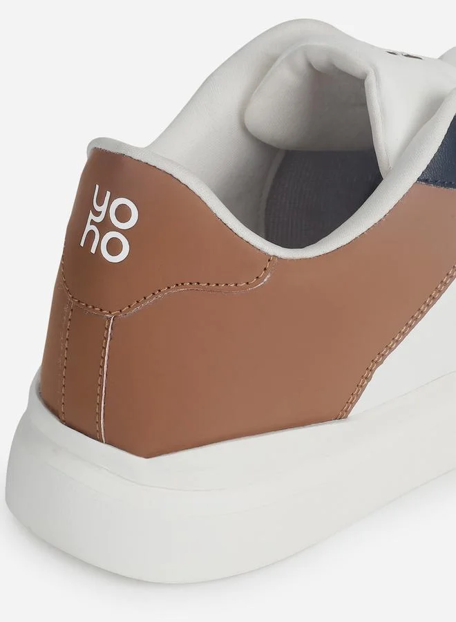 Yoho Brown Men Contrast Panel Lace Up Sneakers for Men | Best Price UAE