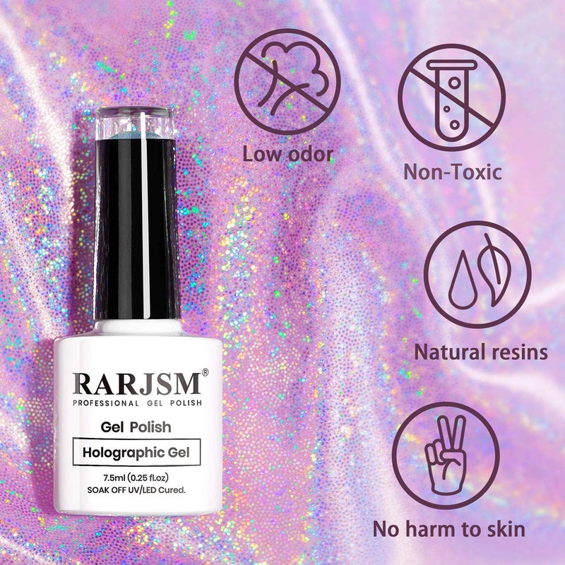 RARJSM Holographic Nail Polish Rose Gold Gel NailPolish with Mermaid Unicorn Effect Glitter Gel Nail Polish RAR73 Suitable for Spring Summer - Image 2
