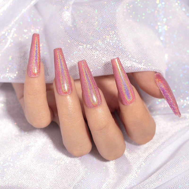 RARJSM Holographic Nail Polish Rose Gold Gel NailPolish with Mermaid Unicorn Effect Glitter Gel Nail Polish RAR73 Suitable for Spring Summer - Image 5