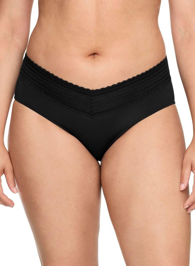 Warner's Women's Blissful Benefits Dig-Free Microfiber Lace Hipster 3-Pack Wrw251hp12w, Black/Platinum/Amaranth Abstract Print, XL - Image 2