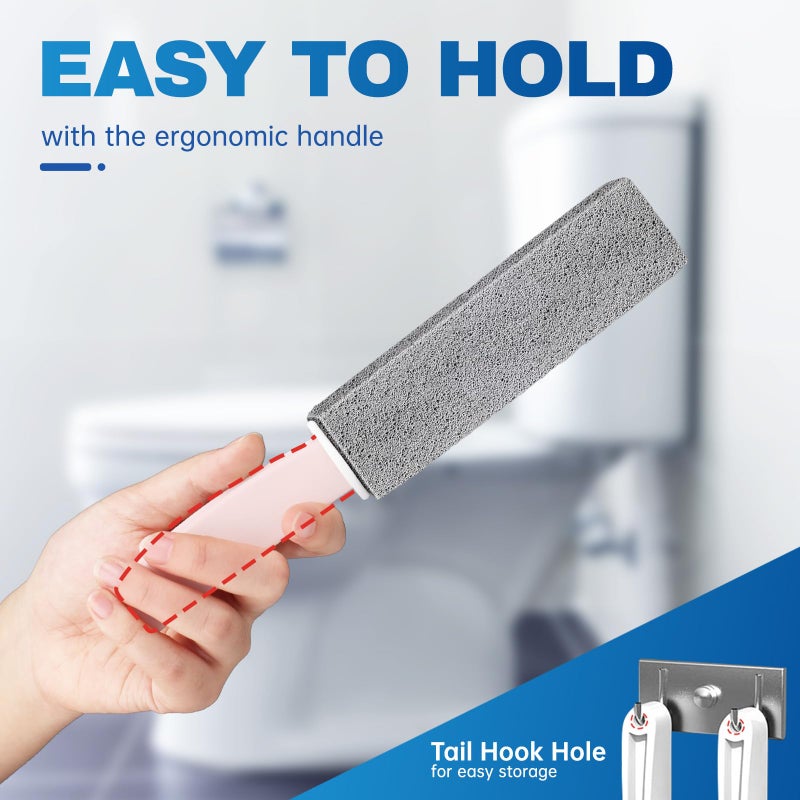 Vacplus Toilet Brush - Toilet Bowl Cleaners with Extra Long Handle, 100% Pumice Stone for Toilet Cleaning, Remove Limescale, Rust, Cleaning Supplies for Toilet, Pool, Bathroom, Sink, 2 Pack - Image 5