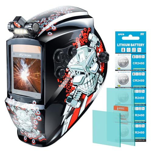 TRQWH Welding Helmet Auto Darkening Large Viewing True Color Solar Powered Welding Hood with 4 Arc Sensor Adjustable Wide Shade Range 4~5-8/9-13 Welder Mask for TIG MIG ARC Weld - Image 1