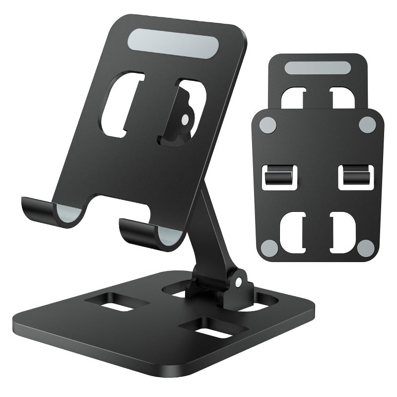 Anifrim Phone Stand for Desk, Dual Folding Cell Phone Holder, Fully Adjustable Portable Mobile Phone Holder for iPhone 17 16 15 14 13 12 11 Pro Max Plus Air, Galaxy S25 S24, All Phones (Black) - Image 1