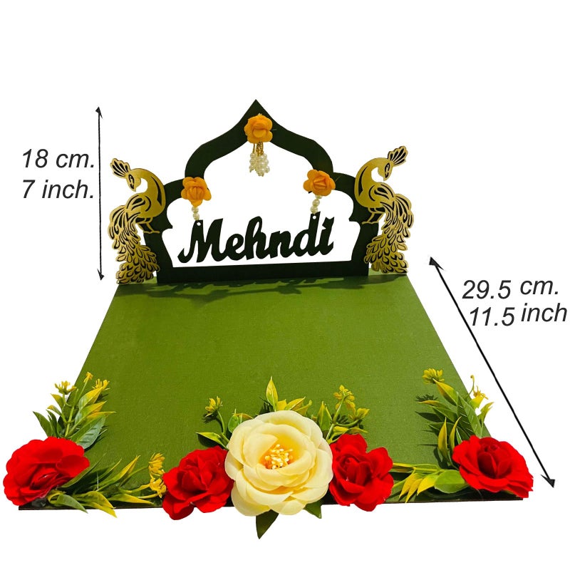 Buyent Enterprises Buyent ® Peacock Planter Mehndi Ceremony thali Mehndi Platter for Wedding Groom or Bridal Mehndi Platter Mehndi thali for Wedding - Image 2