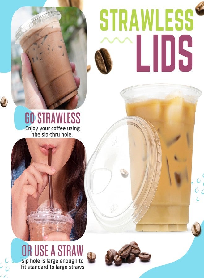 FROZIP 50 Pack 16oz Plastic Coffee Cups with Sip Lids - Clear Plastic Cups with Lids for Smoothies, Iced Coffee & Restaurant Supplies - Image 4